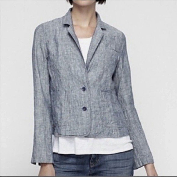 Eileen Fisher Blue Linen Blazer - Medium - Picture 1 of 10